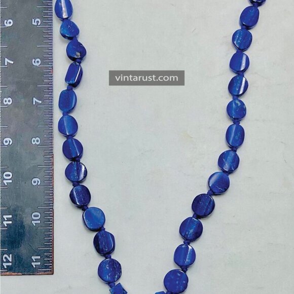 Lapis Lazuli Necklace, Handmade Beaded Pendant Necklace, Natural Blue Gemstone - Picture 8 of 10